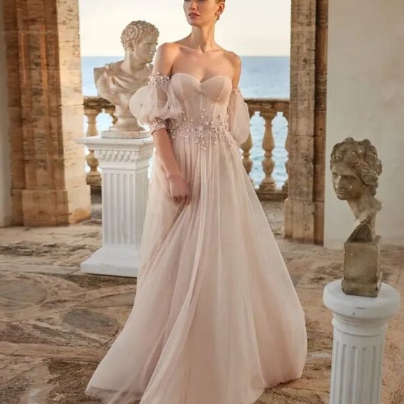 Marchesa for Pronovias Bloom Gown Size 12 Blush Pink NEW